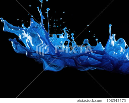 blue paint splash on black background blue paint splash on black background 108543573