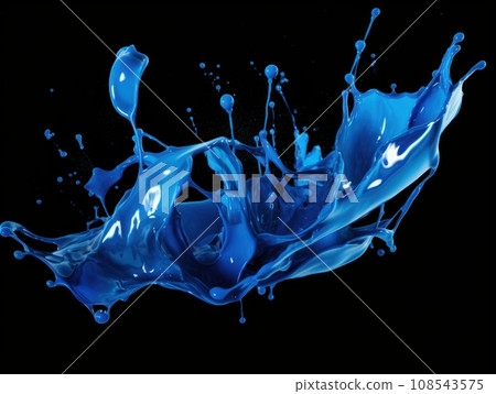 blue paint splash on black background blue paint splash on black background 108543575