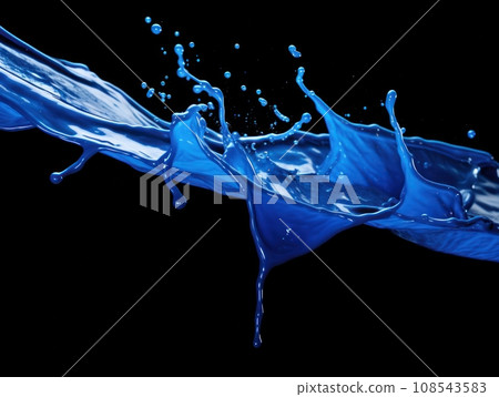 blue paint splash on black background blue paint splash on black background 108543583