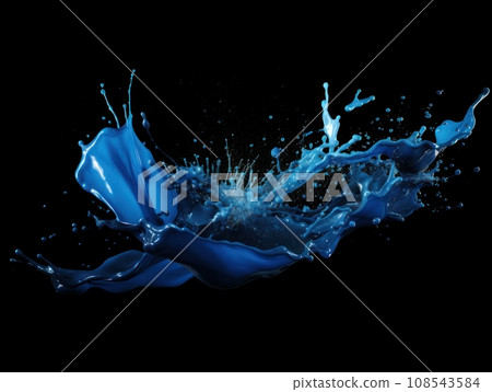blue paint splash on black background blue paint splash on black background 108543584