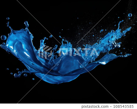 blue paint splash on black background blue paint splash on black background 108543585