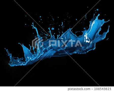 blue paint splash on black background 108543615