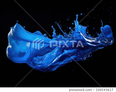 blue paint splash on black background blue paint splash on black background 108543617