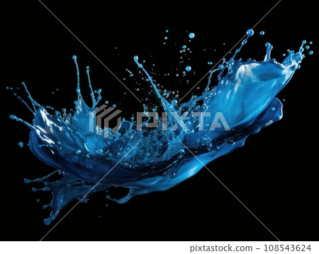 blue paint splash on black background blue paint splash on black background 108543624