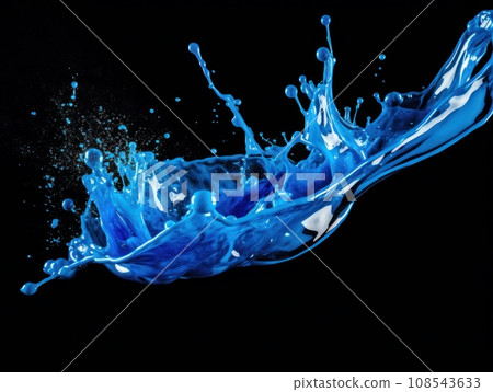 blue paint splash on black background 108543633