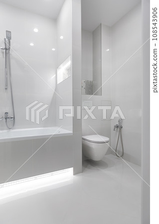 Interior bathroom with white tiles 108543906