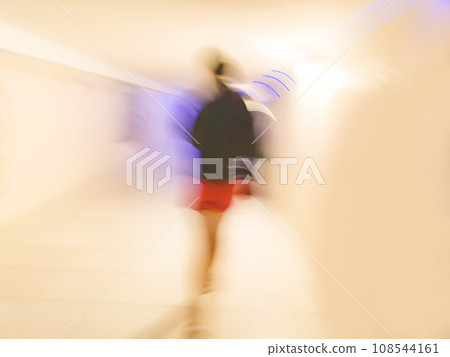 Blurred defocused image of people visiting contemporary art exhibition Blurred defocused image of people visiting contemporary art exhibition 108544161
