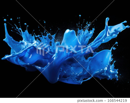 blue paint splash on black background blue paint splash on black background 108544219
