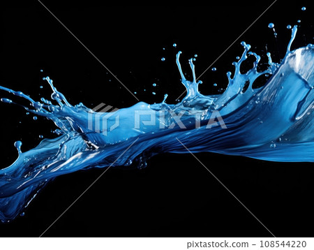 blue paint splash on black background blue paint splash on black background 108544220