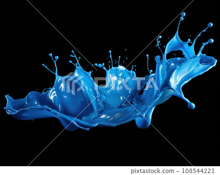 blue paint splash on black background blue paint splash on black background 108544221