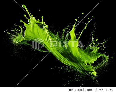 green paint splash on black background green paint splash on black background 108544230