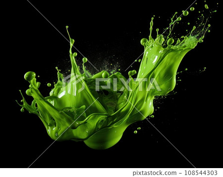 green paint splash on black background 108544303