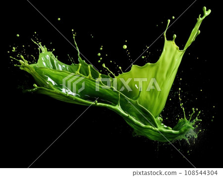 green paint splash on black background 108544304