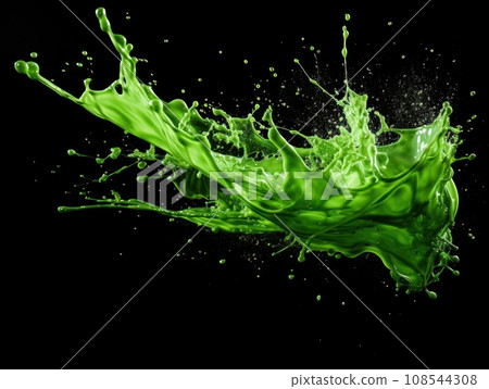 green paint splash on black background 108544308