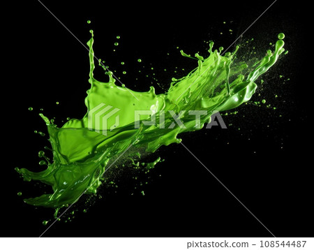 green paint splash on black background 108544487