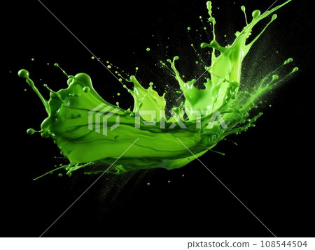 green paint splash on black background 108544504