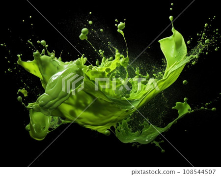 green paint splash on black background green paint splash on black background 108544507