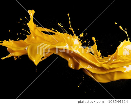 yellow paint splash on black background 108544524