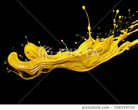 yellow paint splash on black background yellow paint splash on black background 108544550