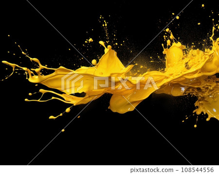 yellow paint splash on black background 108544556