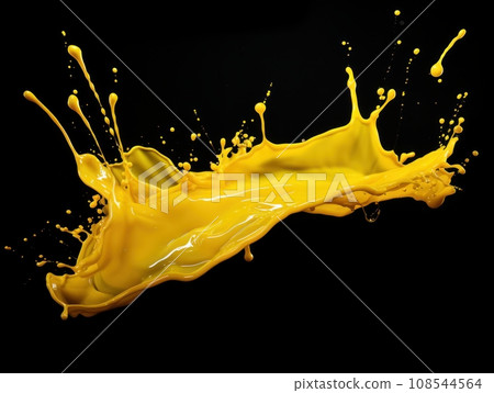 yellow paint splash on black background yellow paint splash on black background 108544564