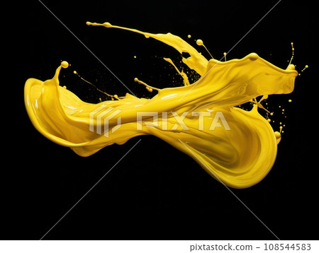 yellow paint splash on black background 108544583