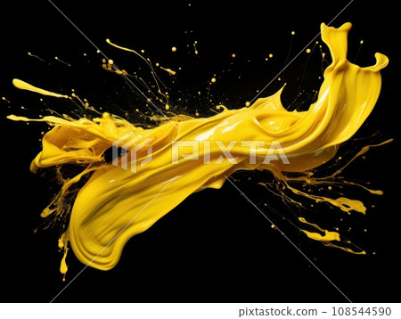 yellow paint splash on black background 108544590