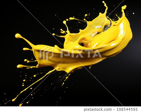 yellow paint splash on black background 108544593