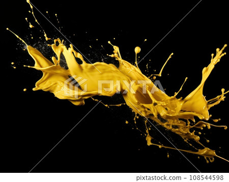 yellow paint splash on black background 108544598