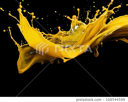 yellow paint splash on black background 108544599