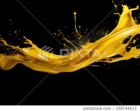 yellow paint splash on black background 108544613