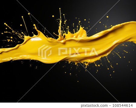 yellow paint splash on black background 108544614