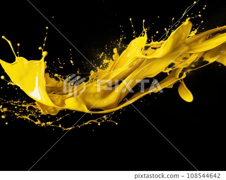 yellow paint splash on black background 108544642