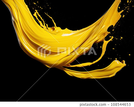 yellow paint splash on black background yellow paint splash on black background 108544653
