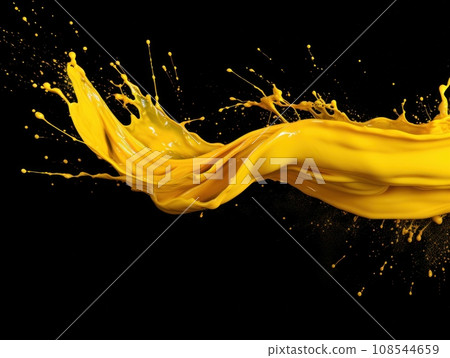 yellow paint splash on black background yellow paint splash on black background 108544659