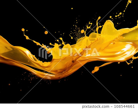 yellow paint splash on black background 108544661