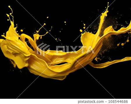 yellow paint splash on black background 108544686