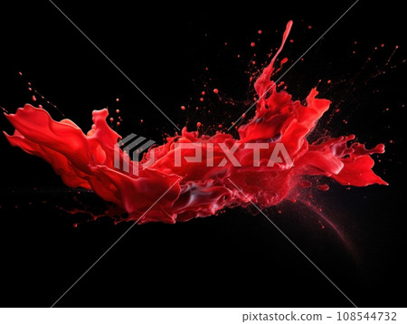 red paint splash on black background 108544732