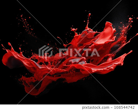 red paint splash on black background red paint splash on black background 108544742