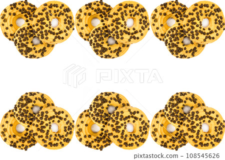 Cookies isolated on a white . Free space for text. Collage. 108545626