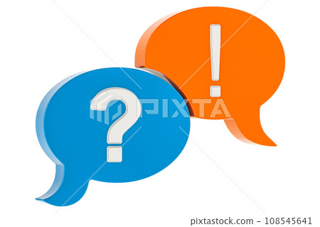 Question and Answer, Speech Bubbles. 3D rendering 108545641