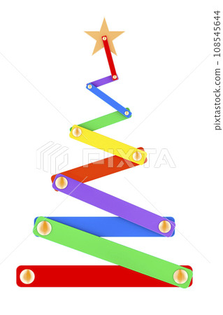 Abstract colored metallic Christmas Tree, 3D rendering 108545644