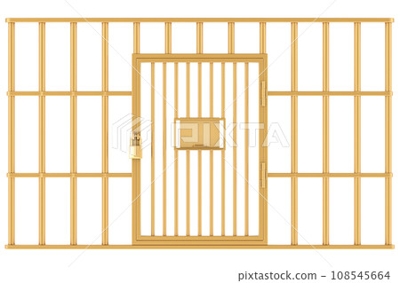 Golden cage, gold prison cell. 3D rendering Golden cage, gold prison cell. 3D rendering 108545664