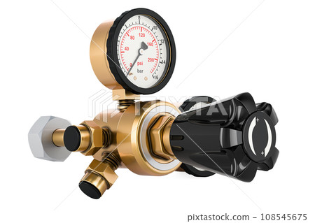 Pressure Regulator with reducing valve. 3D rendering Pressure Regulator with reducing valve. 3D rendering 108545675