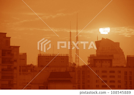 Evening view of São Paulo city and buildings, Brazil 108545889