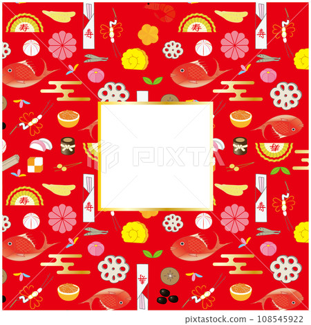 Osechi pattern frame decoration square red 108545922