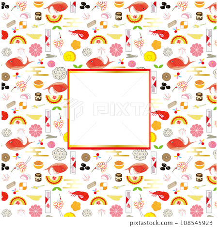 Osechi pattern frame decoration square Osechi pattern frame decoration square 108545923