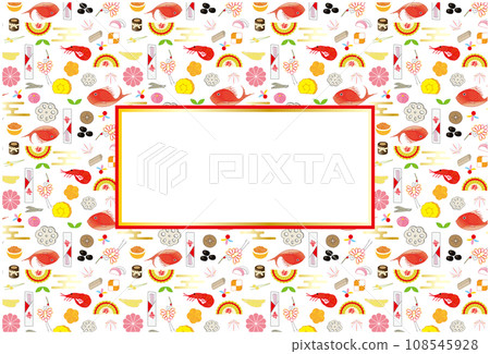 Osechi pattern frame decoration rectangle 108545928