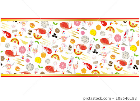 Osechi pattern frame decoration obi Osechi pattern frame decoration obi 108546188