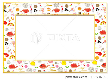 Osechi pattern frame decoration rectangle 108546189